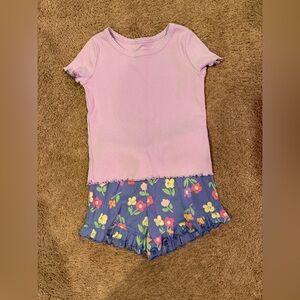 🌼5/$10🌼Jumping Beans Blue floral shorts & lilac ribbed shirt size 4